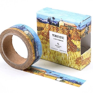 Nastro adesivo Washi con dipinto di Vincent van Gogh. Cielo, nastro di campo, giallo e blu