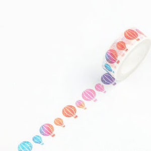 Washi tape met aquarel luchtballonnen. Roze, paarse, blauwe washi