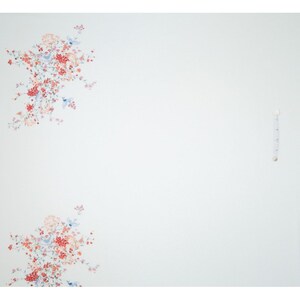 Light green jersey fabric with flowers and birds. Digital border print. Oeko-tex standard. Panel fabric