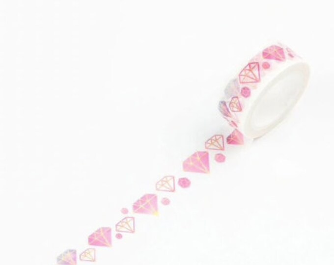 Washi tape met roze diamanten