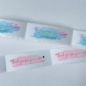 Witte "thank you" stickers. Envelop stickers. Kado stickers, rechtoekige stickers, Per 30 stuks.