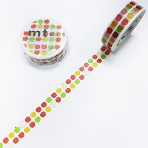 MT washi tape Apple Pattern. Witte washi tape met appels. Appel washi tape. MT Apples