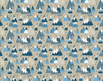 Grey sweater fabric with mountains. Oekotex standard. Swafing Hugo