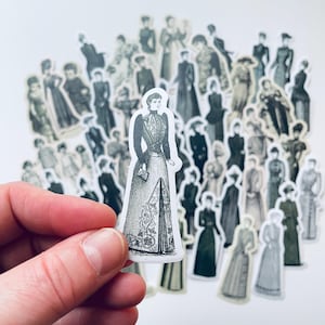 Adesivi retrò, 50 pezzi. Adesivi di carta con stili di abbigliamento retrò