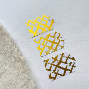 Etichette bianche con lamina d'oro. Biglietti di ringraziamento, etichette. 10 pezzi