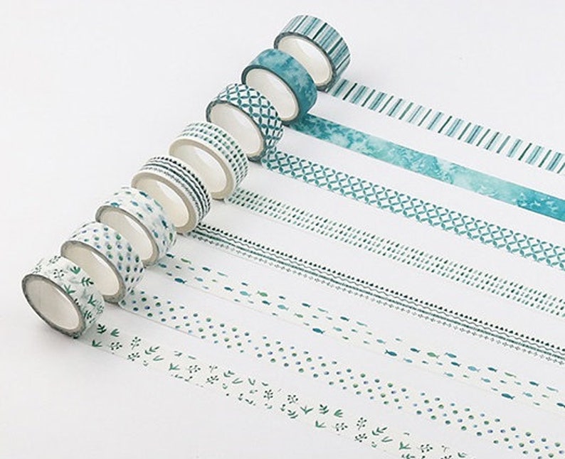 White Washi Tape With Mint Drops. White Decorative Masking Etsy