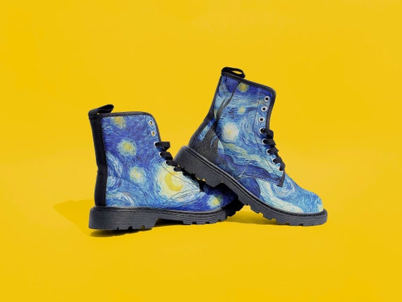 The Starry Night Combat Canvas Boots 