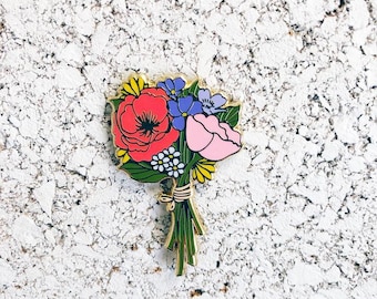 Bouquet of flowers enamel pin