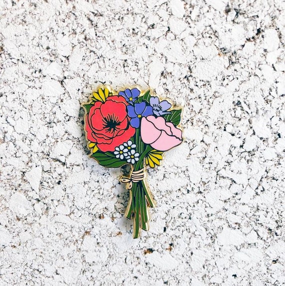 Bouquet of flowers enamel pin