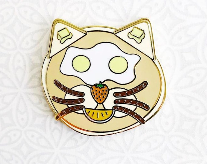 Breakfast cat enamel pin