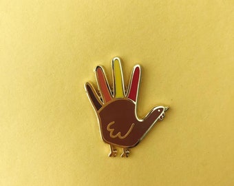 Hand turkey enamel pin