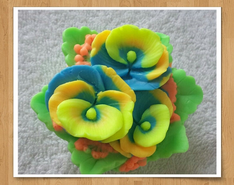A bouquet of violets 3D silicone mold for soap candles gypsum chocolate Kawaii molds Soap molds Flower molds