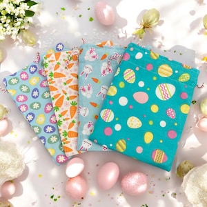 Handmade Easter Cotton Drawstring Gift Bag: Reusable Treat Bag