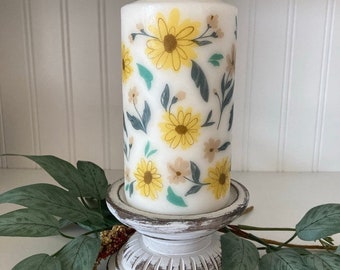 Sunflower pillar candle