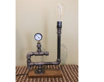 Black Pipe Steampunk Lamp