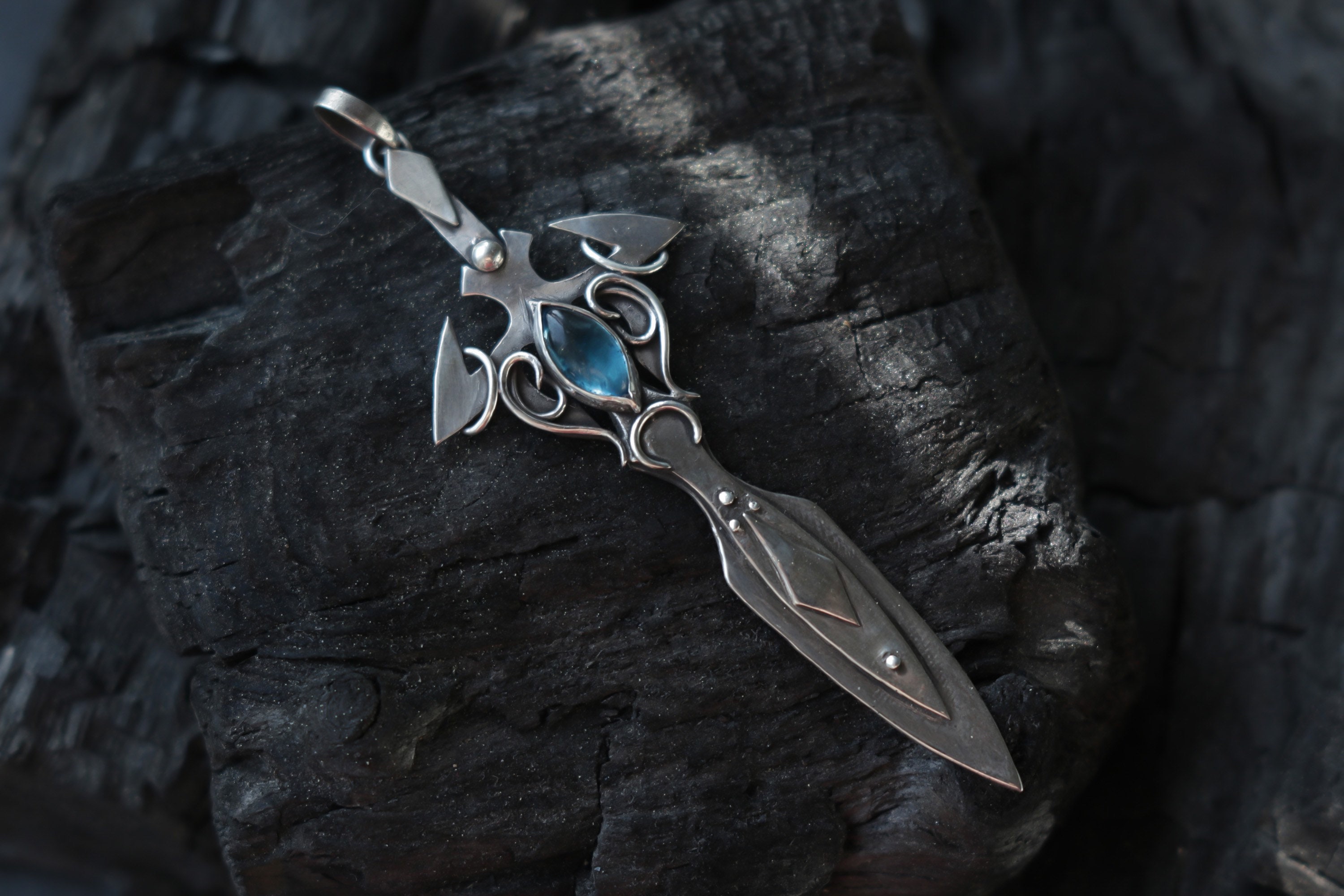 Fantasy sword pendant Elven jewelry Topaz pendant Final Etsy