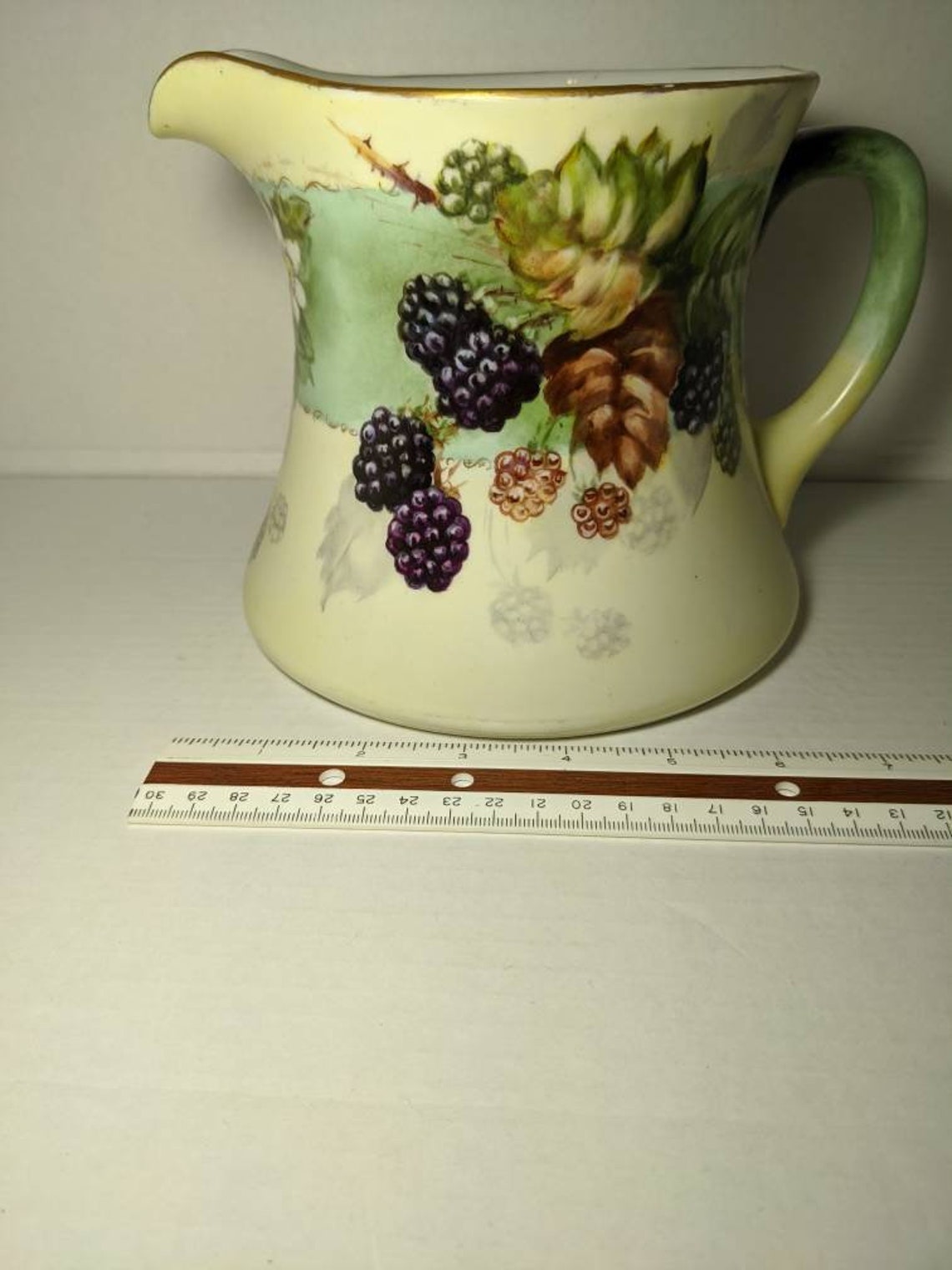 Limoges pitcher. Genuine mark 18911932. Green and ivory with Etsy