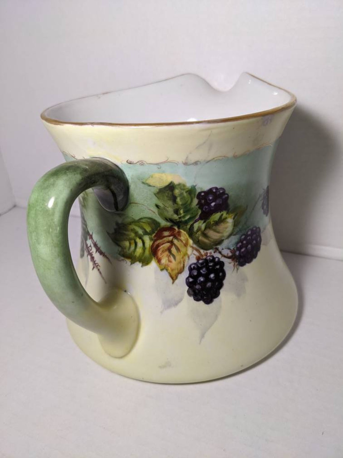 Limoges pitcher. Genuine mark 18911932. Green and ivory with Etsy