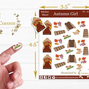 Autumn sticker sheet, Fall stickers, Cosy stickers, Planner stickers, Journal stickers, Cute stickers, Orange and Red Autumn Leaf Stickers image 2