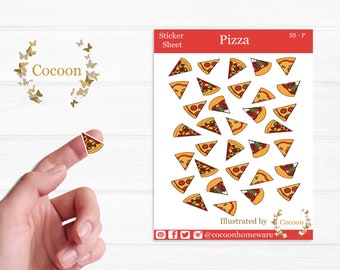 Pizza Planner Sticker Sheet. Pizza lover stickers. Perfect for planners, scrapbook and journals. Gift / Stocking filler Stickers.