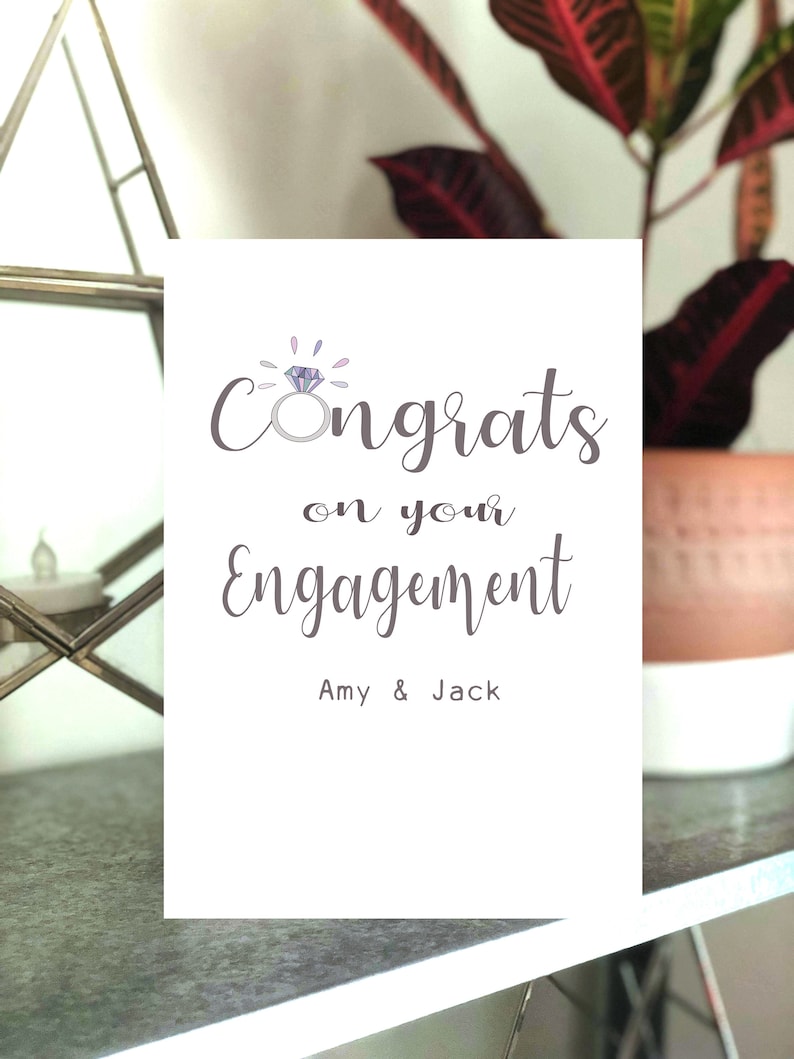 Cute congratulations card Happy couple engagement Personalised Congrats on Your Engagement Card You/'re Getting Married Card