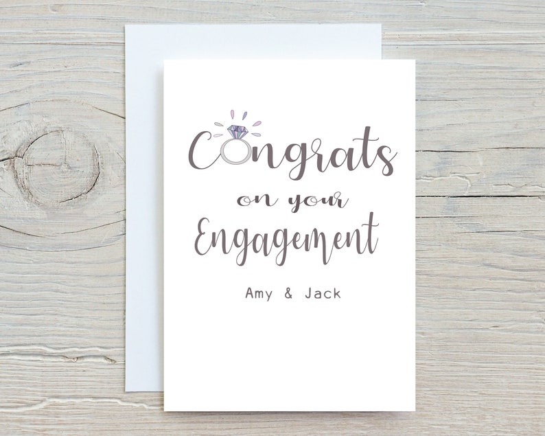Cute congratulations card Happy couple engagement Personalised Congrats on Your Engagement Card You/'re Getting Married Card
