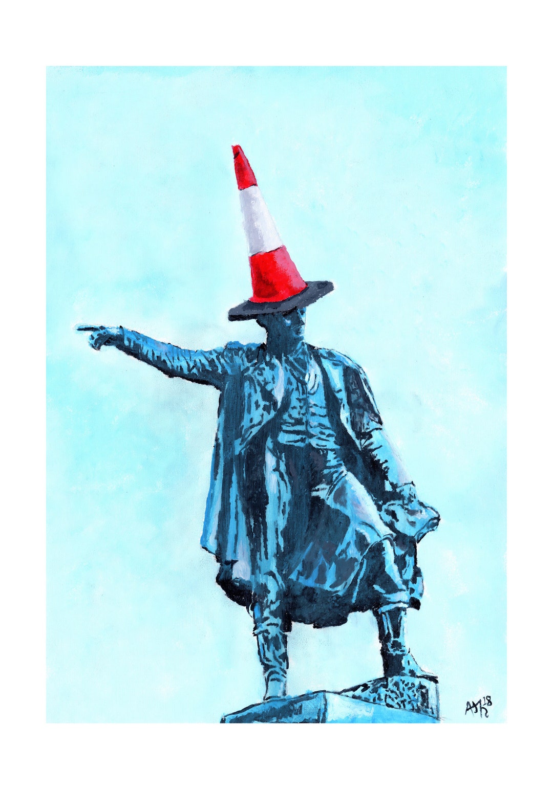 Medway Chatham Cone Statue of Thomas Waghorn Art Print Card Etsy UK