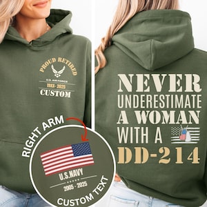 Personalize Woman Veteran Hoodie, T-Shirt, Veteran Sweatshirt, Military Retirement Gift, Veteran&#39;s Day Gift, Gift For Veteran Mom