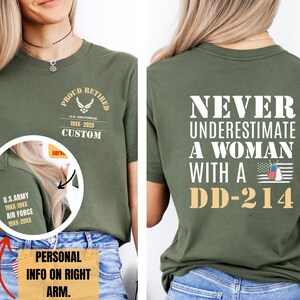 Personalize Woman Veteran Shirt, Female Military Retirement Gift, Veteran&#39;s Day Gift, Mothers Day Gift Veteran Mom, Woman Veteran Retirement