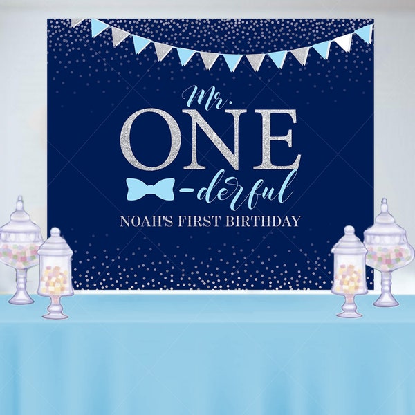 Mr. Onederful Banner/Backdrop, Onederful Birthday, First birthday backdrop blue, Onederful Party Backdrop, Printed or Printable File