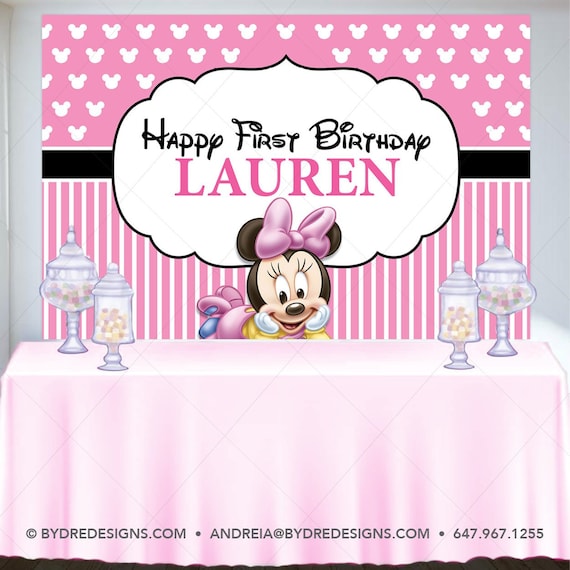 Baby Minnie Mouse Backdrop Minnie Mouse Banner Minnie Mouse Decor Minnie Mouse Birthday Minnie First Birthday Backdrop Disney Baby