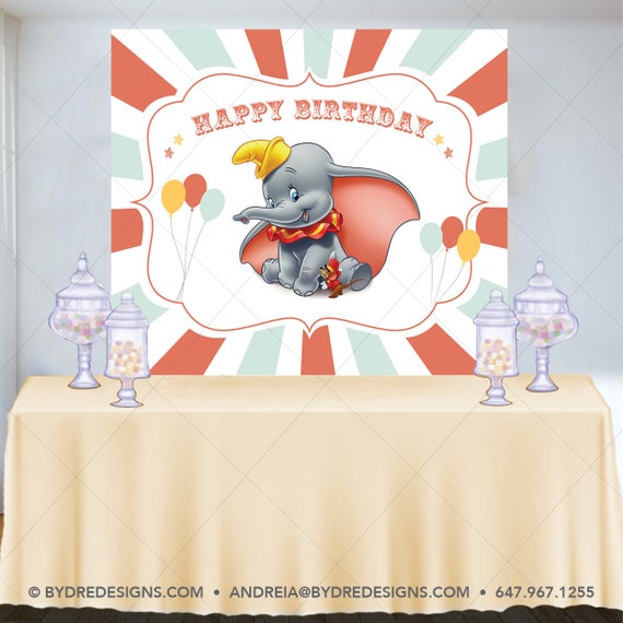 Dumbo Birthday Banner Backdrop Dumbo Party Decor Baby Animals Backdrop Circus Party Backdrop Printed Or Printable File