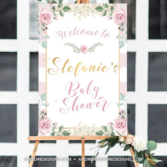 Floral Baby Shower Sign Baby Girl Shower Etsy
