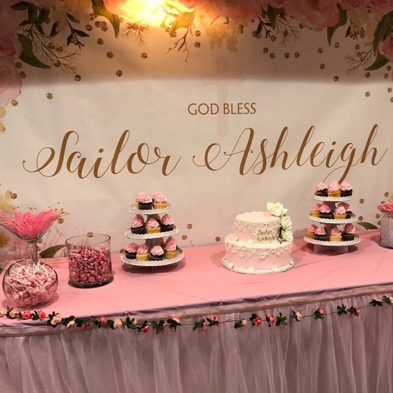Floral Baptism Backdrop Floral Communion Backdrop Gold and Etsy Canada
