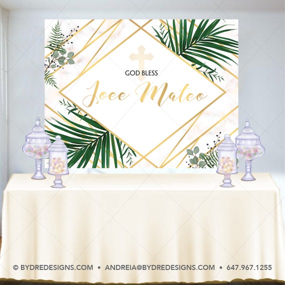Boy Baptism Banner Backdrop Communion Banner Gold Baptism Etsy