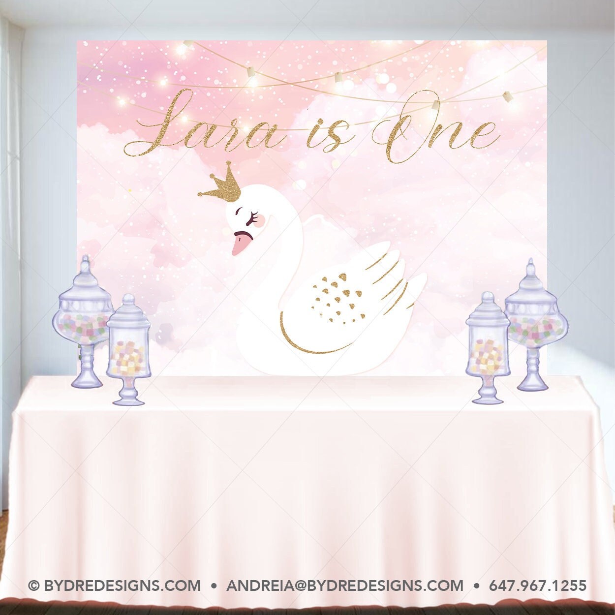 Swan Princess Birthday Backdrop Swan First Birthday Party - Etsy Canada