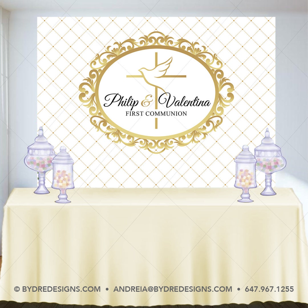 First Communion Banner, White and Gold, Sweet Table Decor - Etsy