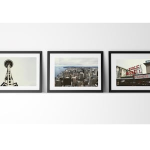 Seattle Set of 3 Photography Prints Collection (Unframed), Horizontal Photography Prints Wall Art