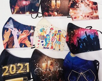 HAPPY NEW YEAR Celebrate Custom Face Cover Mask Champagne | Etsy