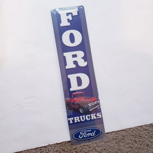 16&quot; V-8 3d retro classic car auto FORD / chevy TRUCK blue USA metal display ad Sign Truck Garage Gift Garage tractor Mancave Gift Hang decor