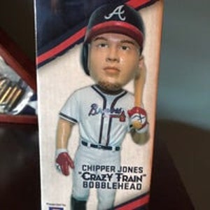 New Atlanta Braves Chipper Jones Crazy Train Bobblehead 2018 Plays