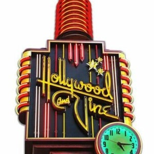 15&quot; Hollywood and Vine Neon Style in Steel bar hotel USA sign Vtg auto garage Colorful TV Ad Dance retro Bar Hang up display decor gift