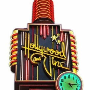 15" Hollywood and Vine Neon Style in Steel bar hotel USA sign Vtg auto garage Colorful TV Ad Dance retro Bar Hang up display decor gift