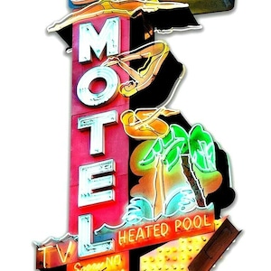 17&quot; Steeles Motel Neon Style in Steel USA Metal Sign Colorful No Vacancy TV Pool Dance retro Bar Mancave Perfect Gift Hang up display decor