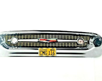 25" HUGE 1957 Chevy car Bel Air 150 / 210 Grill Front End USA STEEL Sign Vtg 50s Metal Garage car Mancave Perfect Gift Hang up display decor