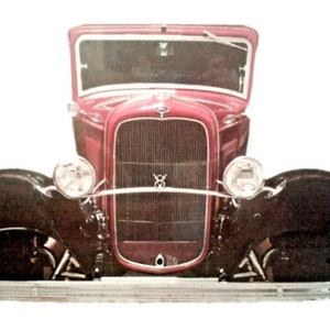 24&quot; midnight red FORD auto V-8 hotrod 3d Front End grill USA Steel Metal Sign &#39;50s Truck Garage car Mancave Gift Hang up display decor