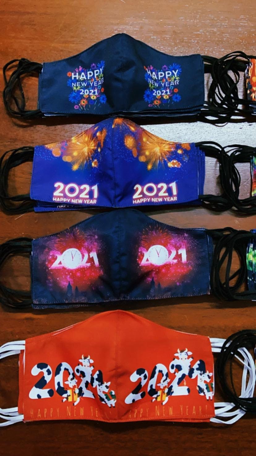 HAPPY NEW YEAR Celebrate Custom Face Cover Mask Champagne | Etsy