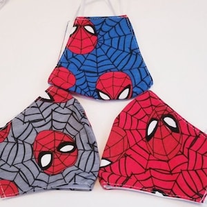 Handmade custom baby kids children ADULT mask face covers masks super hero Red Spiderman spider web manmade high Q ART cartoon toon Dad gift