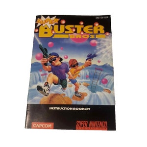 Super Buster Bros SNES Super Nintendo Manual RARE Booklet Instructions Only Excellent condition Minty ! vintage video game collector gift