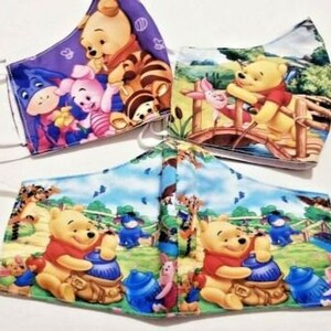 Handmade custom mask face covers masks manmade high Q craft ART cartoon toon fun love honey Pooh bear + best friends the gang style